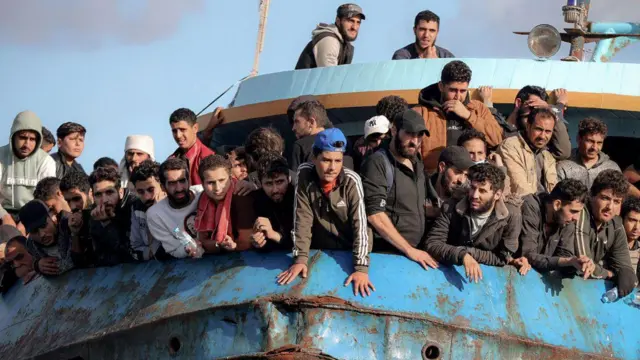 Imigrantes em barco