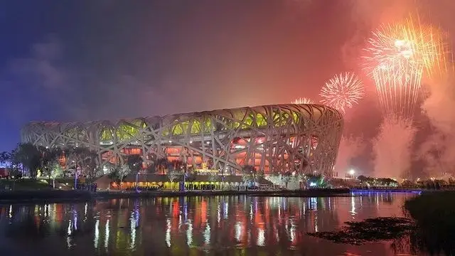 Estádio Ninho do Pássaro durante abertura da Olimpíada