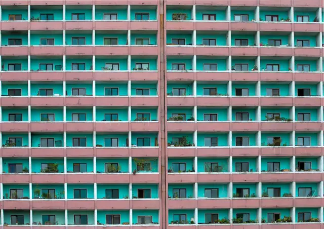 Apartamentos no centro de Pyongyang