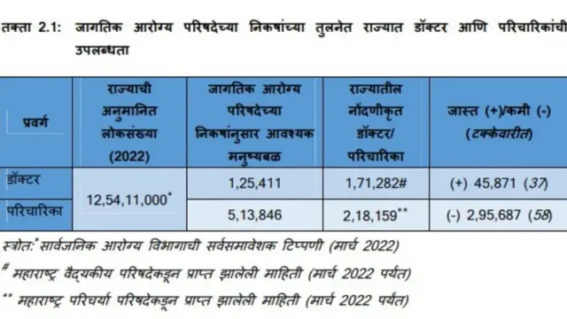 राज्यातील डॉक्टर आणि परिचारिकांची संख्या 