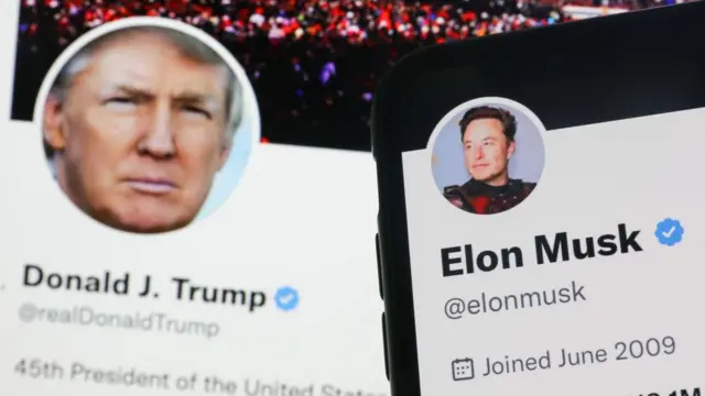 Contas do Twitter de Trump e Elon Musk