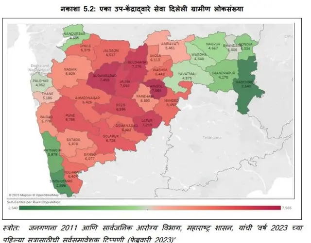 कॅगच्या अहवालानुसार एका उपकेंद्राने सेवा दिलेली लोकसंख्या 