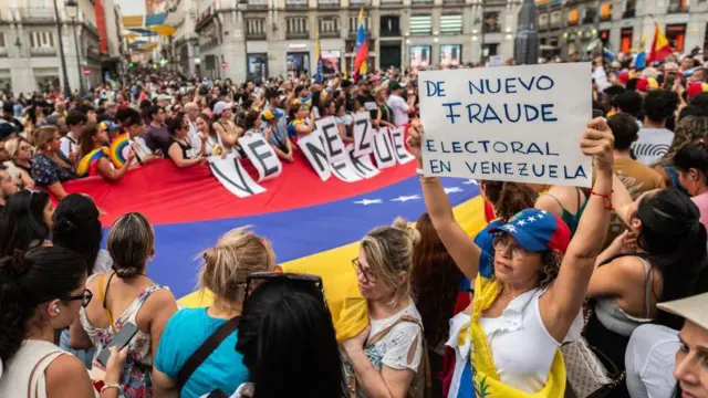 Protesto de exilados venezuelanos em Madri