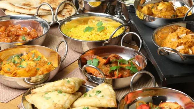 Platters of Indian food