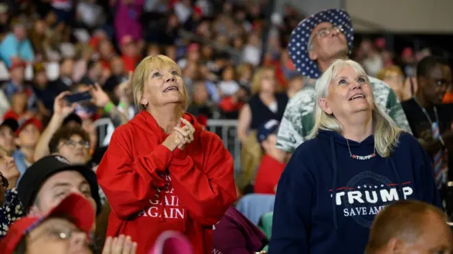 Trump supporters at a rally in Erie, Pennsylvania, on 29 July 2023