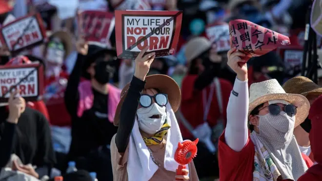 Women have led huge street protests against spy cam porn featured on sites like sora.net