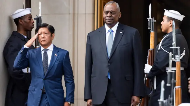 Philippines President Ferdinand Marcos Jr. meets US Defense Secretary Austin at Pentagon, Arlington, USA - 12 Apr 2024