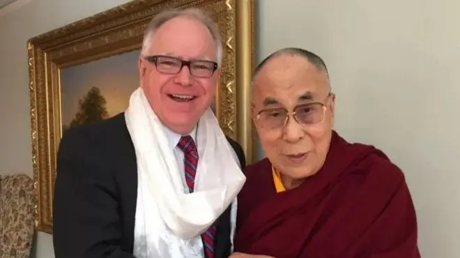 Walz meeting the Dalai Lama, a bête noire of Beijing, in 2016