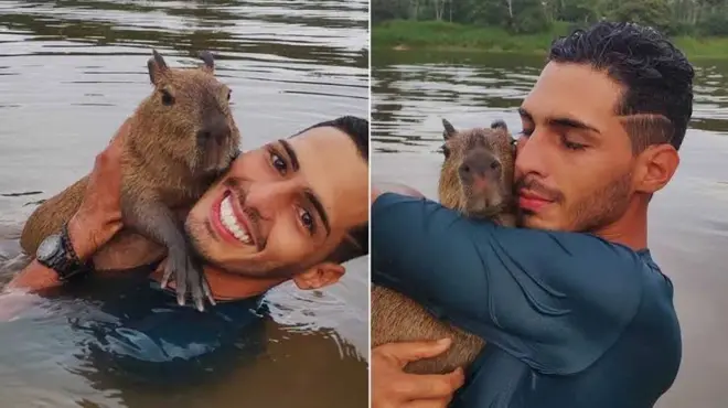 Agenor Tupinambá e capivara Filó