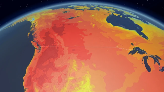 Map of the Canada heatwave