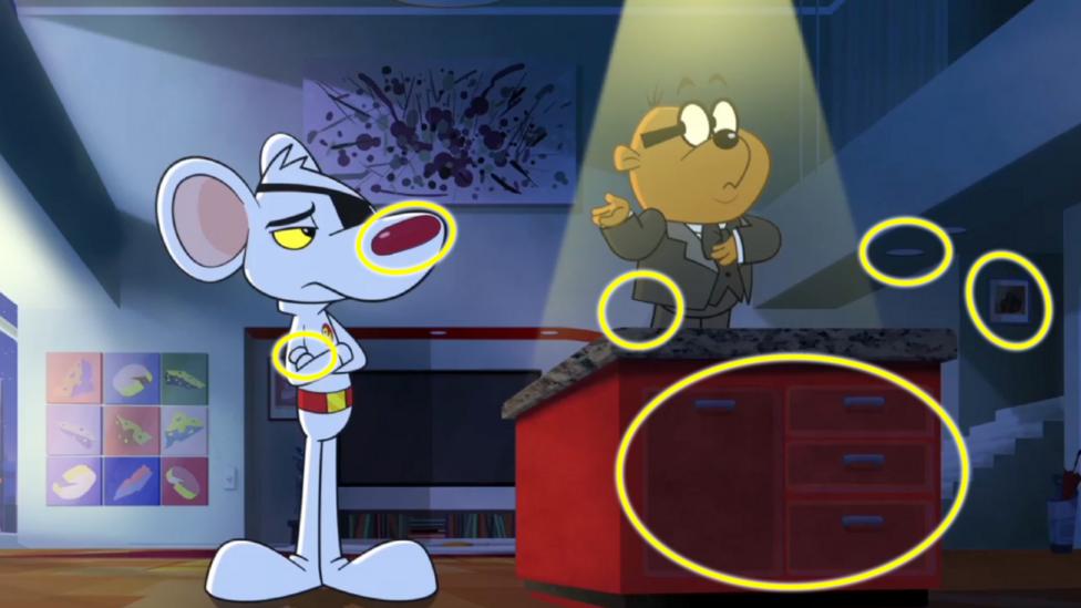 A spot the differene puzzle featuring Danger Mouse and Penfold.