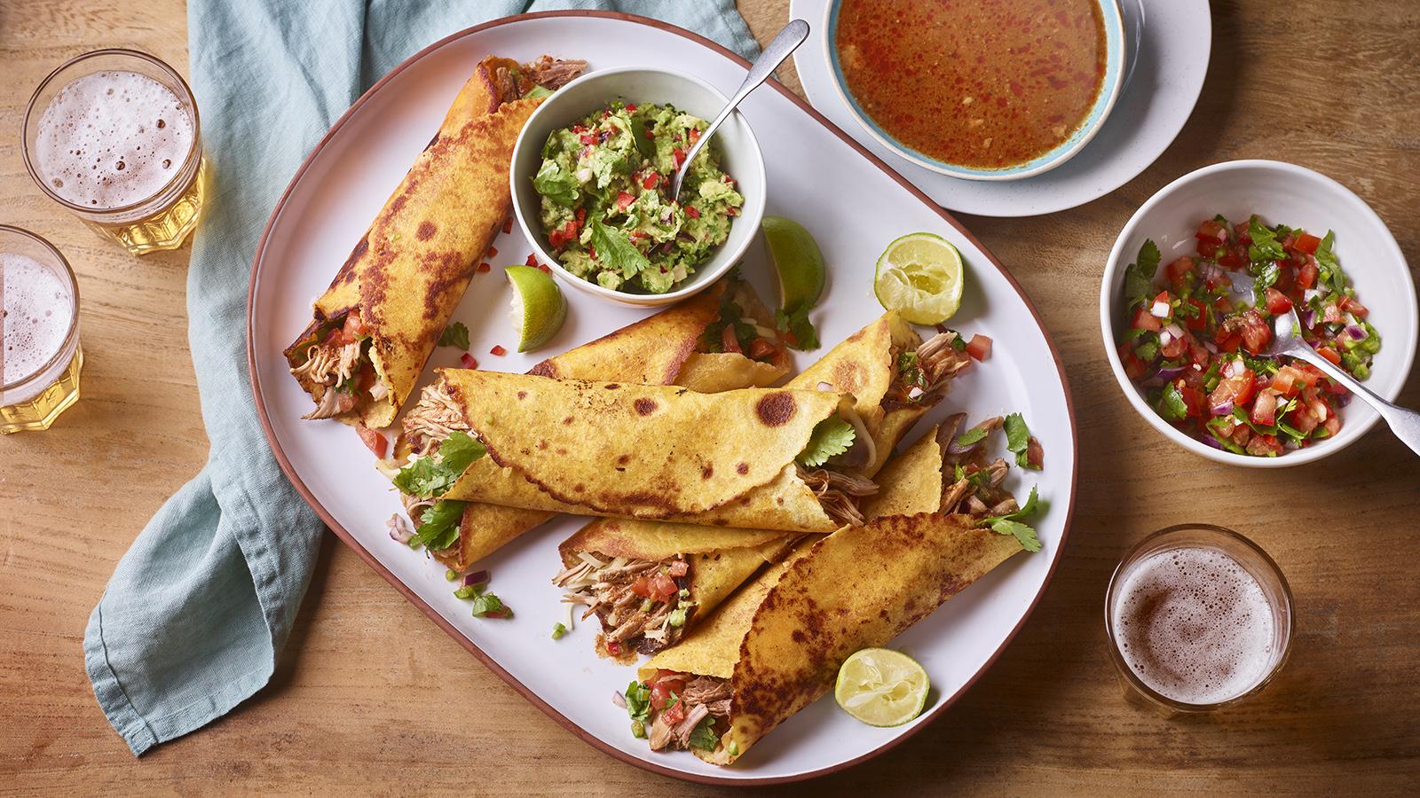 Slow cooker turkey tacos with guacamole