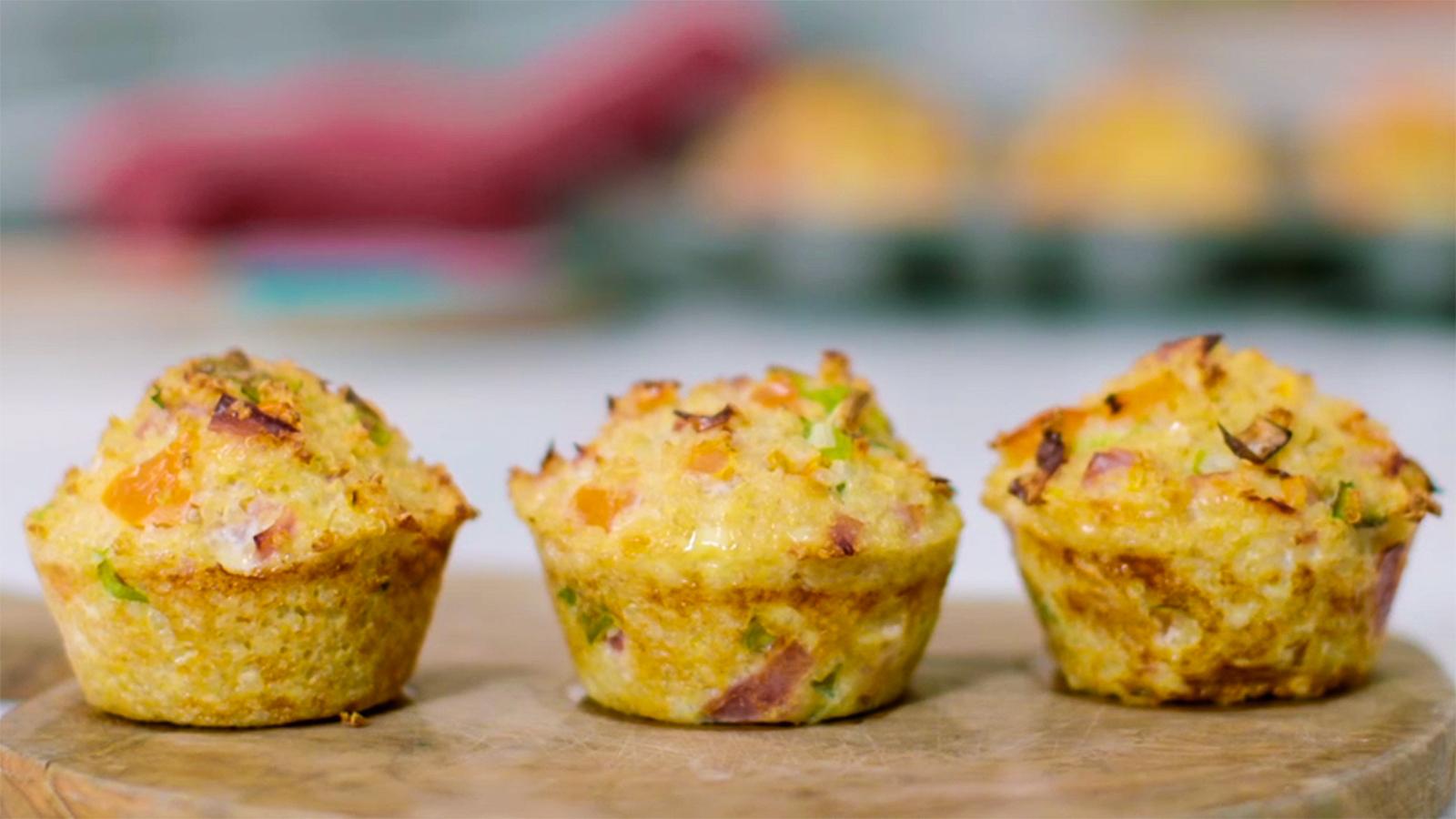 Cheese and ham quinoa bites