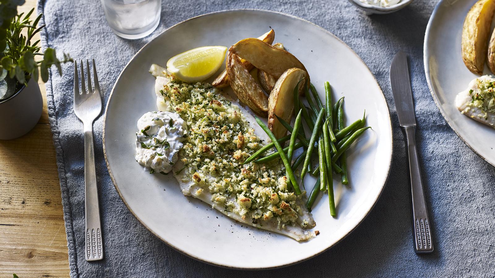 Gremolata fish with tartare sauce