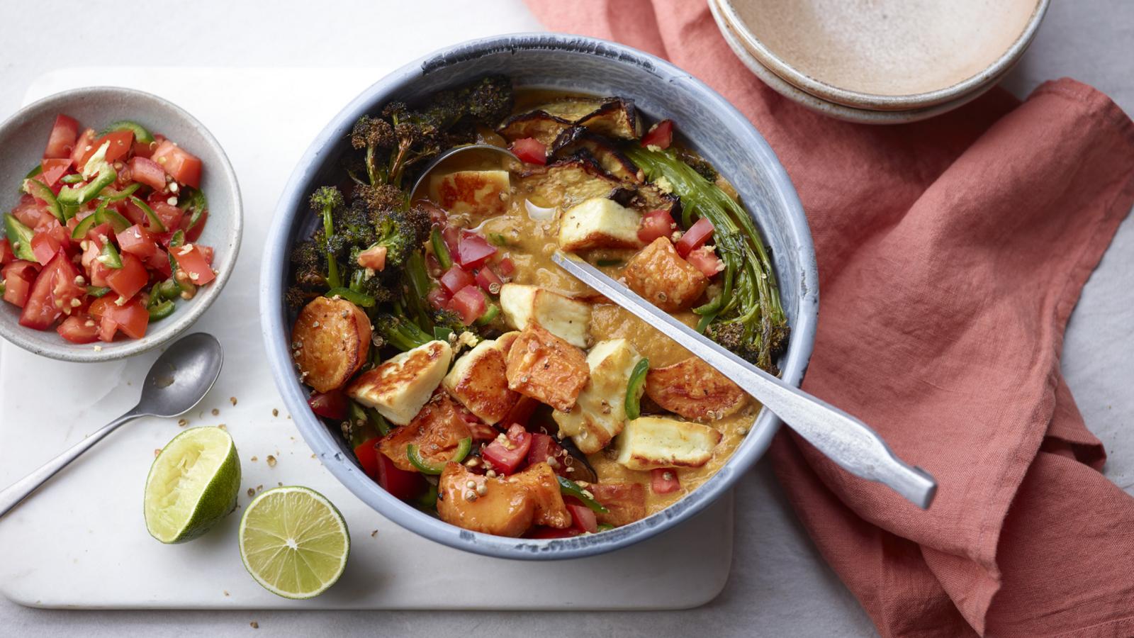 Sweet potato and halloumi curry