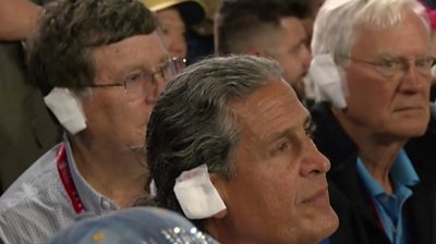 Republican delegates wearing ear bandages