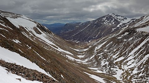 Snowy mountain pass