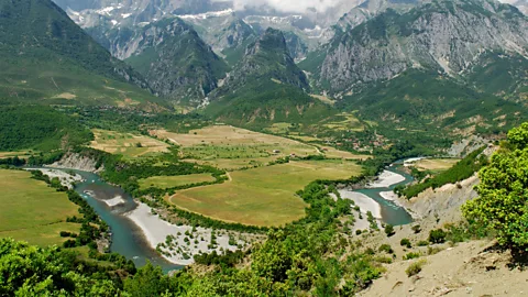 Vjosa River with Nemerck mountains behind, Albania, Europe (Credit: Alamy)