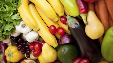 A large selection of colourful fruit and vegetables