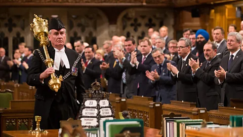 Jason Ransom/PMO/Getty Sergeant-at-Arms Kevin Vickers honoured in Parliament in October 2014. (Credit: Jason Ransom/PMO/Getty)