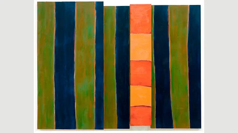 Sean Scully and Blain Southern In The Bather, Sean Scully replaces the figures in Matisse’s Bathers by a River with vertical stripes (Credit: Sean Scully and Blain Southern)