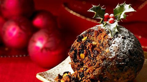 A traditional Christmas pudding.