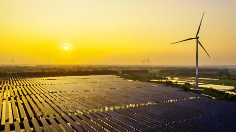 Getty Images A large scale shift from fossil fuels to renewable energy is the only real way to reduce the carbon emissions from our work (Credit: Getty Images)