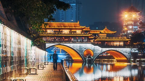 Philippe Lejeanvre/Getty Images Sichuan's capital, Chengdu, is known for its laid-back vibe, and some people think it's related to its cuisine (Credit: Philippe Lejeanvre/Getty Images)