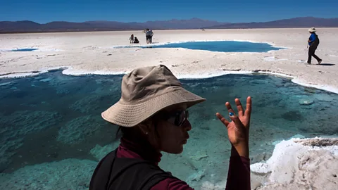 Michael Robinson Chavez/Getty Images In the Salinas Grandes of Argentina, indigenous people see natural pools as "eyes" with spiritual meaning (Credit: Michael Robinson Chavez/Getty Images)