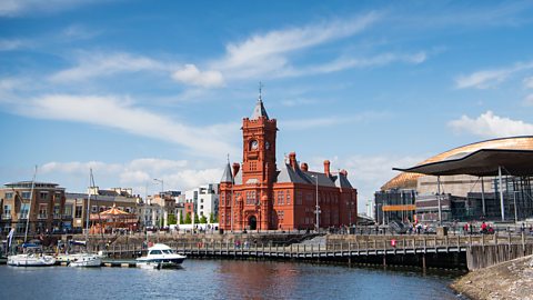 A view of Cardiff Bay in 2018, showing Mermaid Quay, the Pierhead Building and the Senedd building.