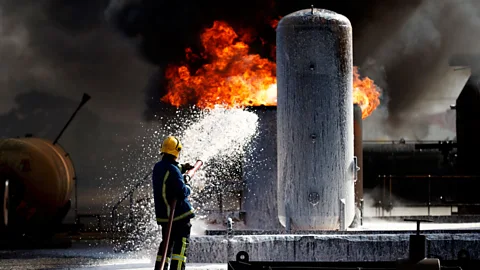 Getty Images Firefighters are exposed to higher than average levels of PFAS as it is still used in flame retardants (Credit: Getty Images)