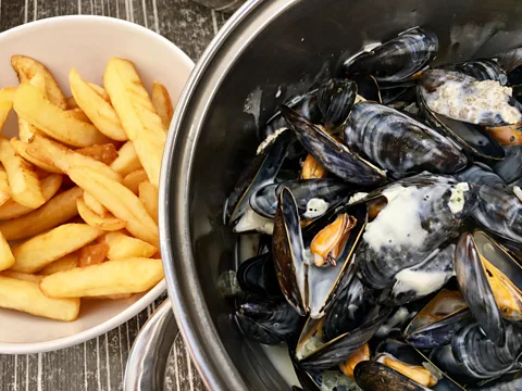 Alamy Mussels have a greenhouse gas footprint that is about six times lower than farmed prawns and 3.5 times lower than farmed fish (Credit: Alamy)