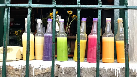 Lina Zeldovich Many chicherías sell chicha in colourful bottles (Credit: Lina Zeldovich)