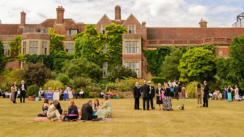 Getty Images View of Glyndebourne Opera House exterior and grounds with opera goers gathered outside