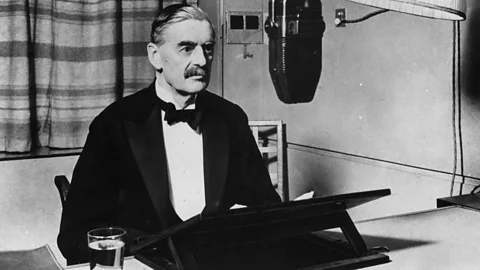 Getty Images Neville Chamberlain about to make his speech announcing the start of Britain's involvement in WW2 (Credit: Getty Images)