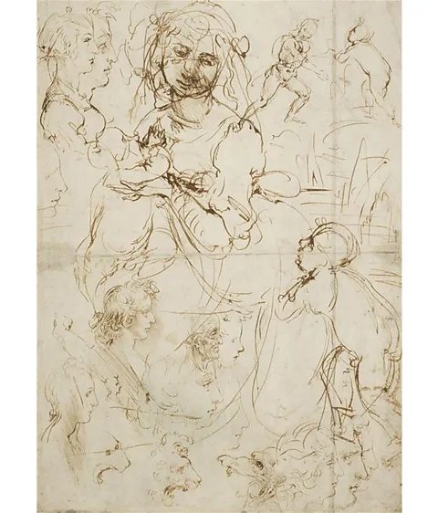 The Royal Collection Enterprises Limited 2024/ Royal Collection Trust Leonardo da Vinci's The Virgin and Child with infant Baptist, and heads in profile (c 1478–80) (Credit: The Royal Collection Enterprises Limited 2024/ Royal Collection Trust)