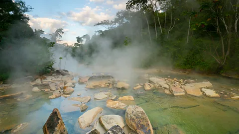 Riley Fortier The Boiling River, with steam rising from its surface (Credit: Riley Fortier)