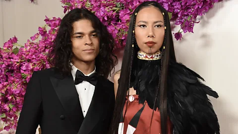 Getty Images ChasingHorse at this year's Oscars ceremony with actor D'Pharaoh Woon-A-Tai – they appeared together in the TV series Reservation Dogs (Credit: Getty Images)