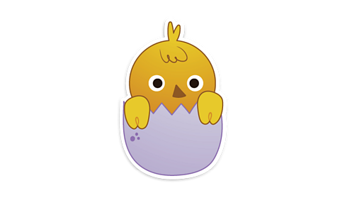 An illustration of an Easter chick appearing from a shell.