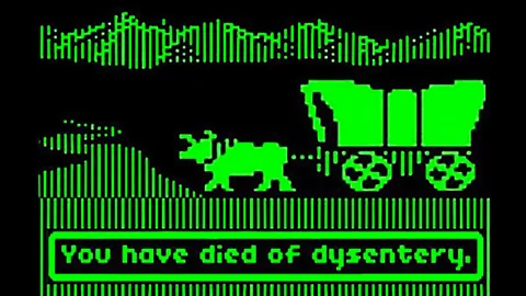 Courtesy of HarperCollins Productions A screenshot of The Oregon Trail reading "You have died of dysentery." (Credit: Courtesy of HarperCollins Productions)