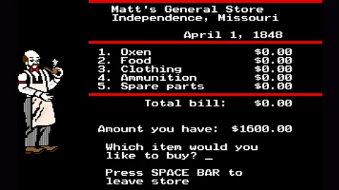 Courtesy of HarperCollins Productions The Oregon Trail is so ancient – by computing standards – that its basic innovations shaped entire genres of video games (Credit: Courtesy of HarperCollins Productions)