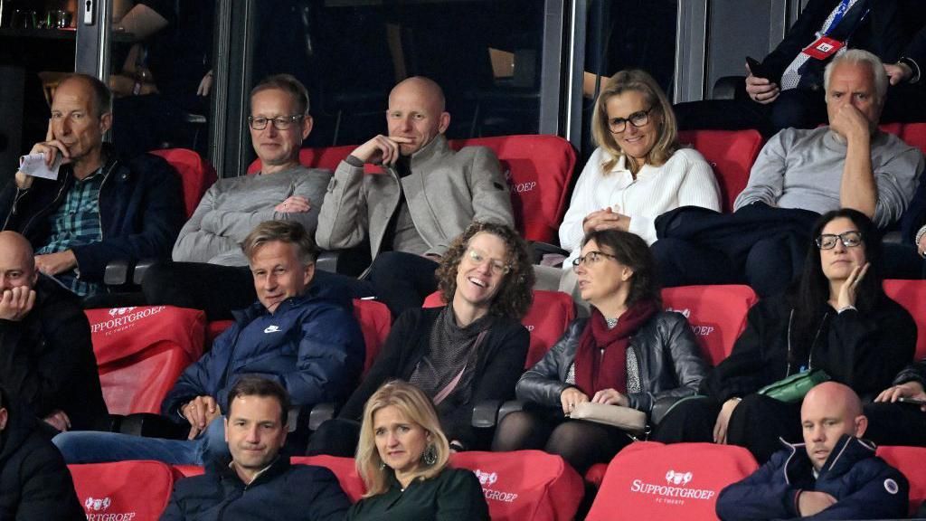 Sarina Wiegman watches Chelsea and Twente in action from the stands