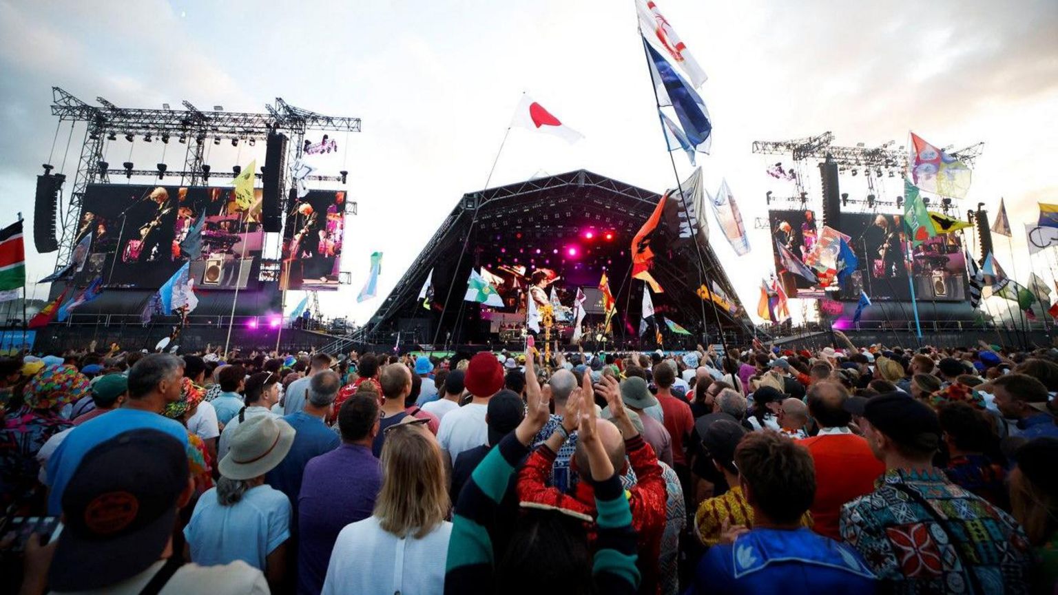 Elthon John on the Pyramid stage at Glastonbury Festival