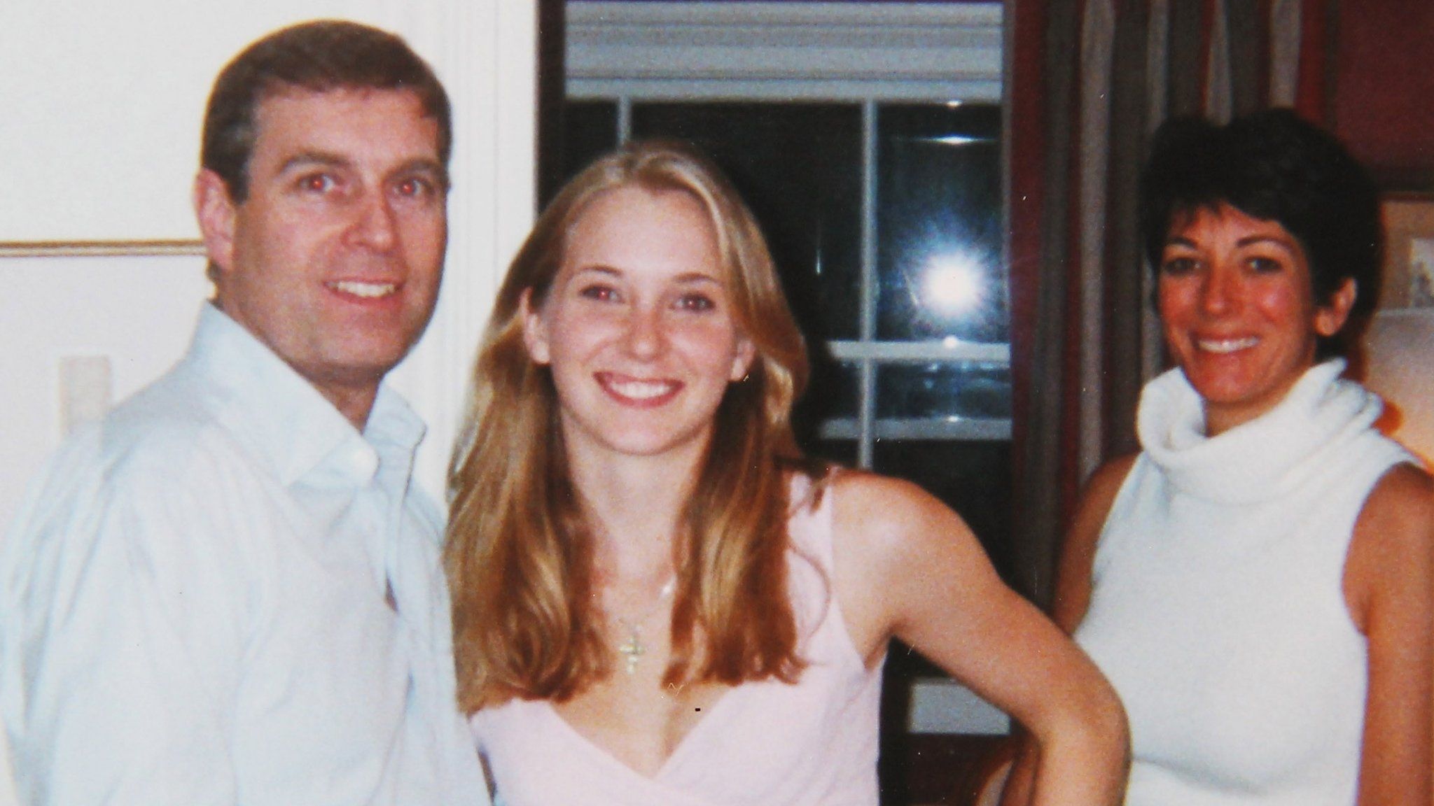 Prince Andrew, Virginia Roberts and Ghislaine Maxwell in 2001