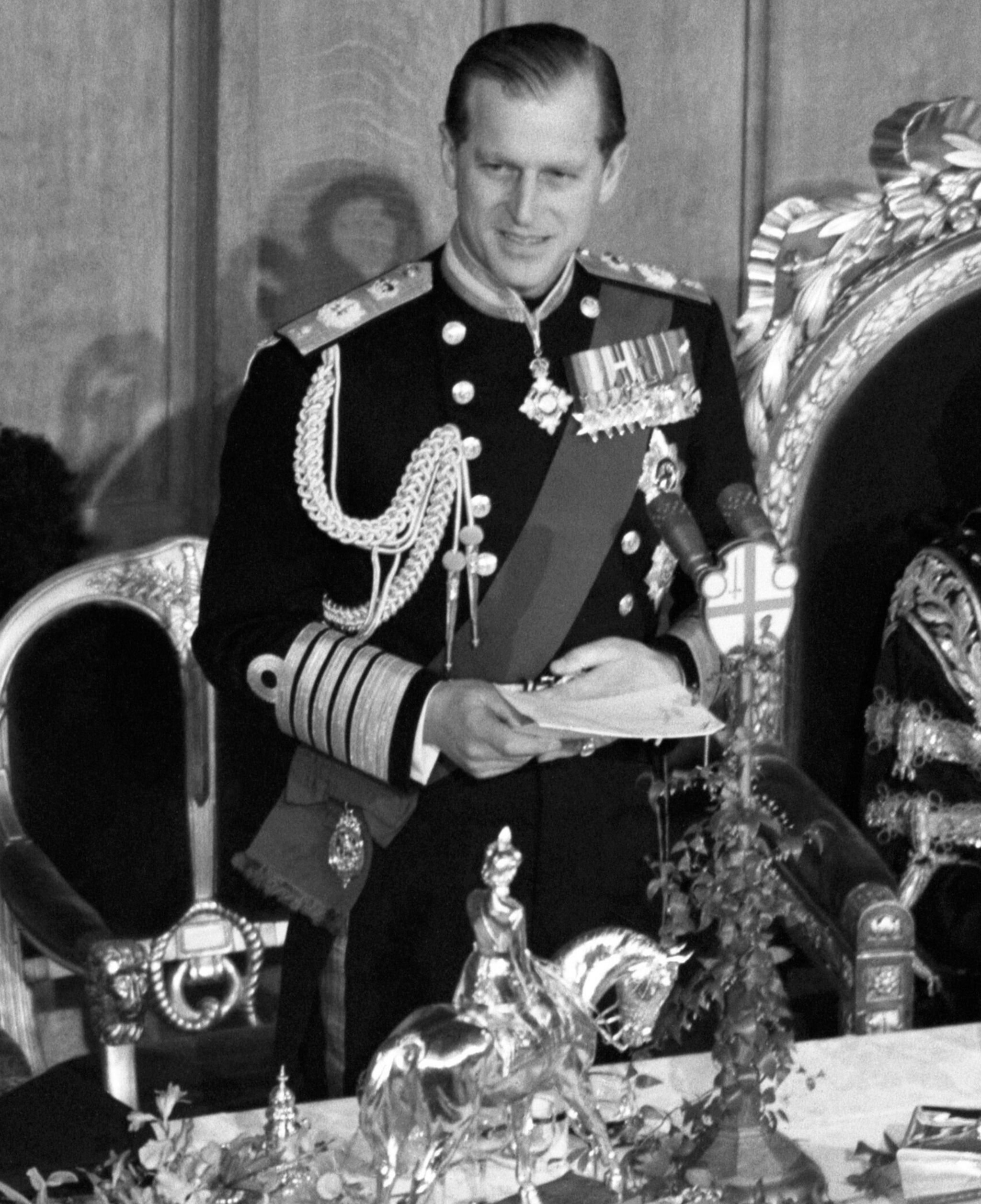 Prince Philip gives a speech at a luncheon