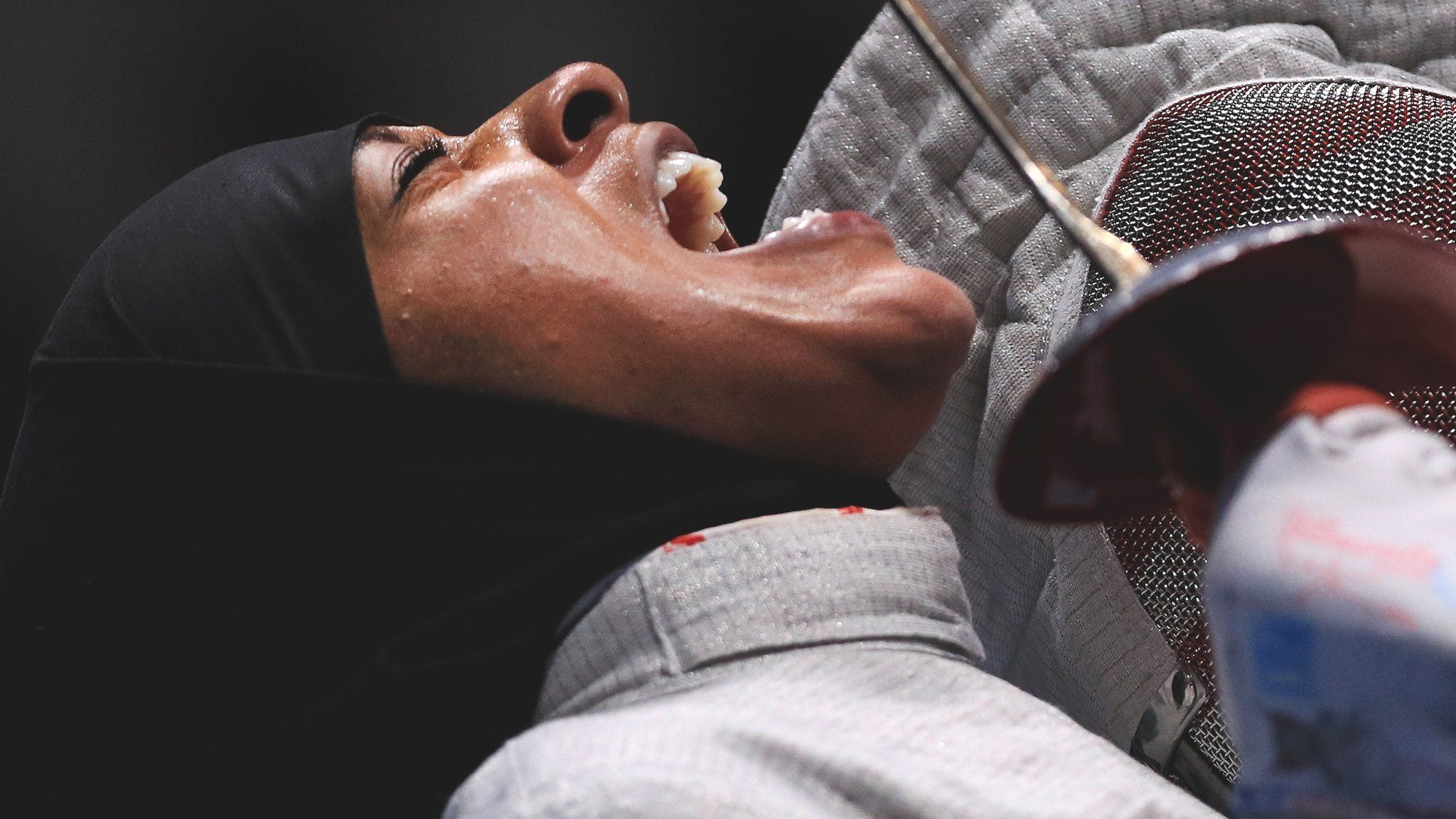 Ibtihaj Muhammad celebrates at Rio 2016