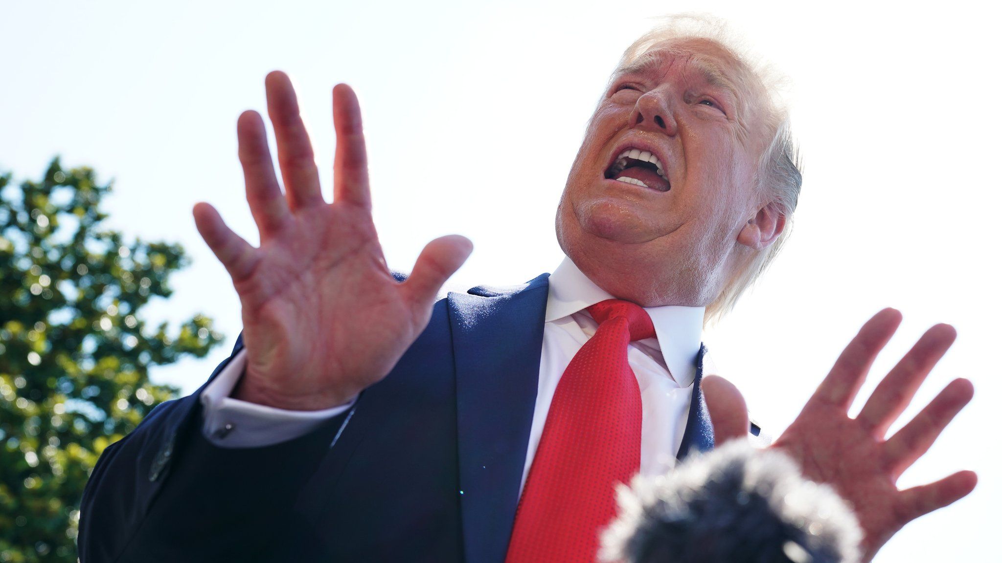 US President Donald Trump speaks to members of the media prior to his departure from the White House July 5, 2019