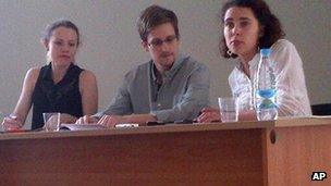 Edward Snowden at Sheremetyevo Airport in Moscow (12 July 2013)