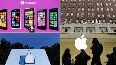 Composite of Microsoft, Google, Facebook and Apple representative images