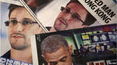 Newpapers showing articles on Edward Snowden